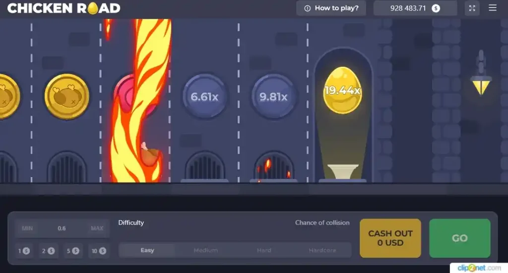 Gameplay interface Chicken Road slot with fiery reel